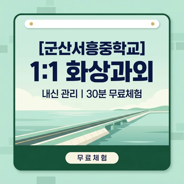 군산서흥중학교 수행평가 관리 1:1 화상과외 안내